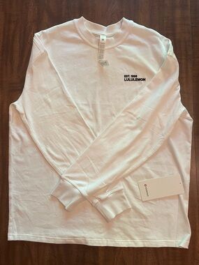 NWT Lululemon Heavyweight Cotton Crewneck Long-Sleeve Shirt - White - Medium